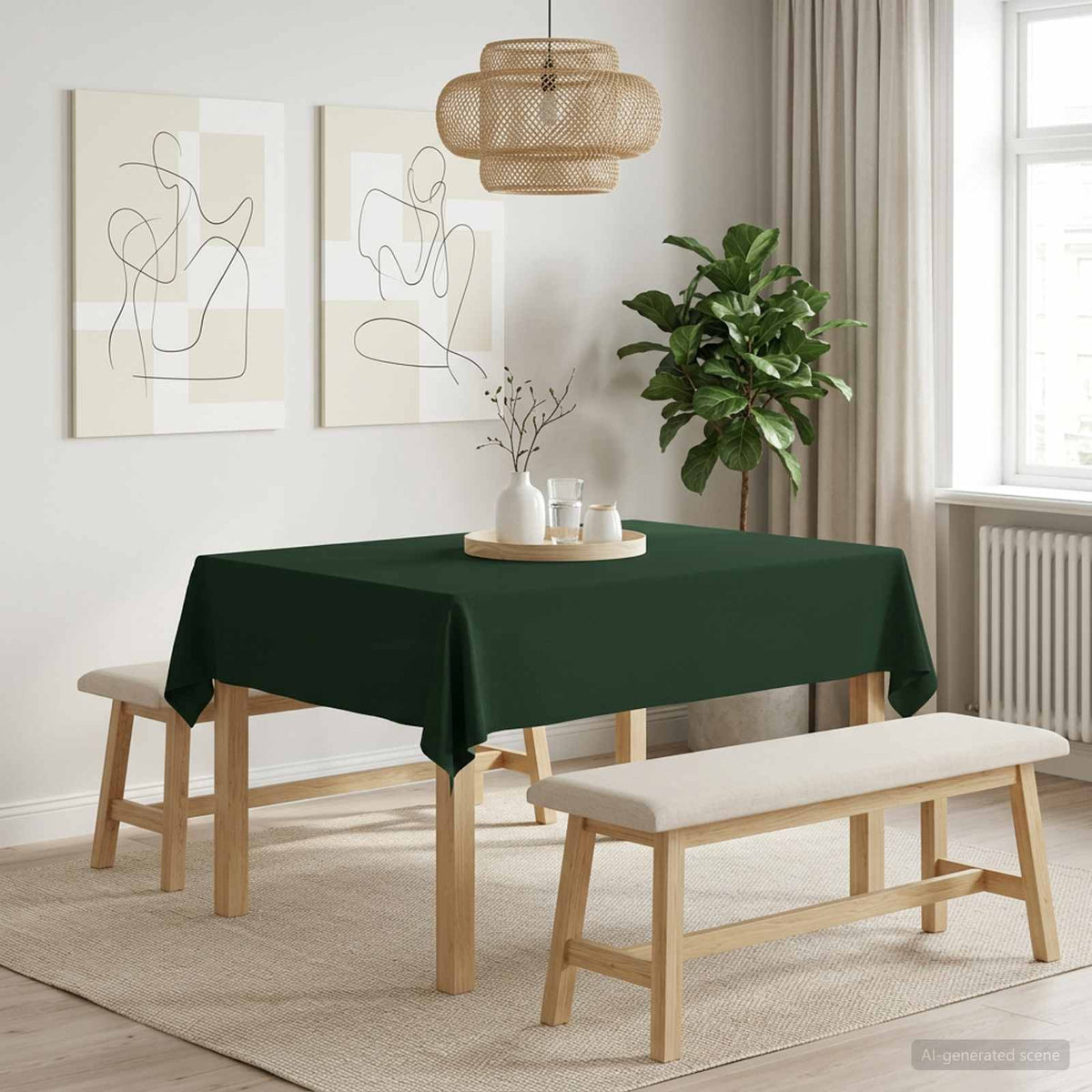 Tafelkleed Rechthoekig Donkergroen 140 x 180 cm