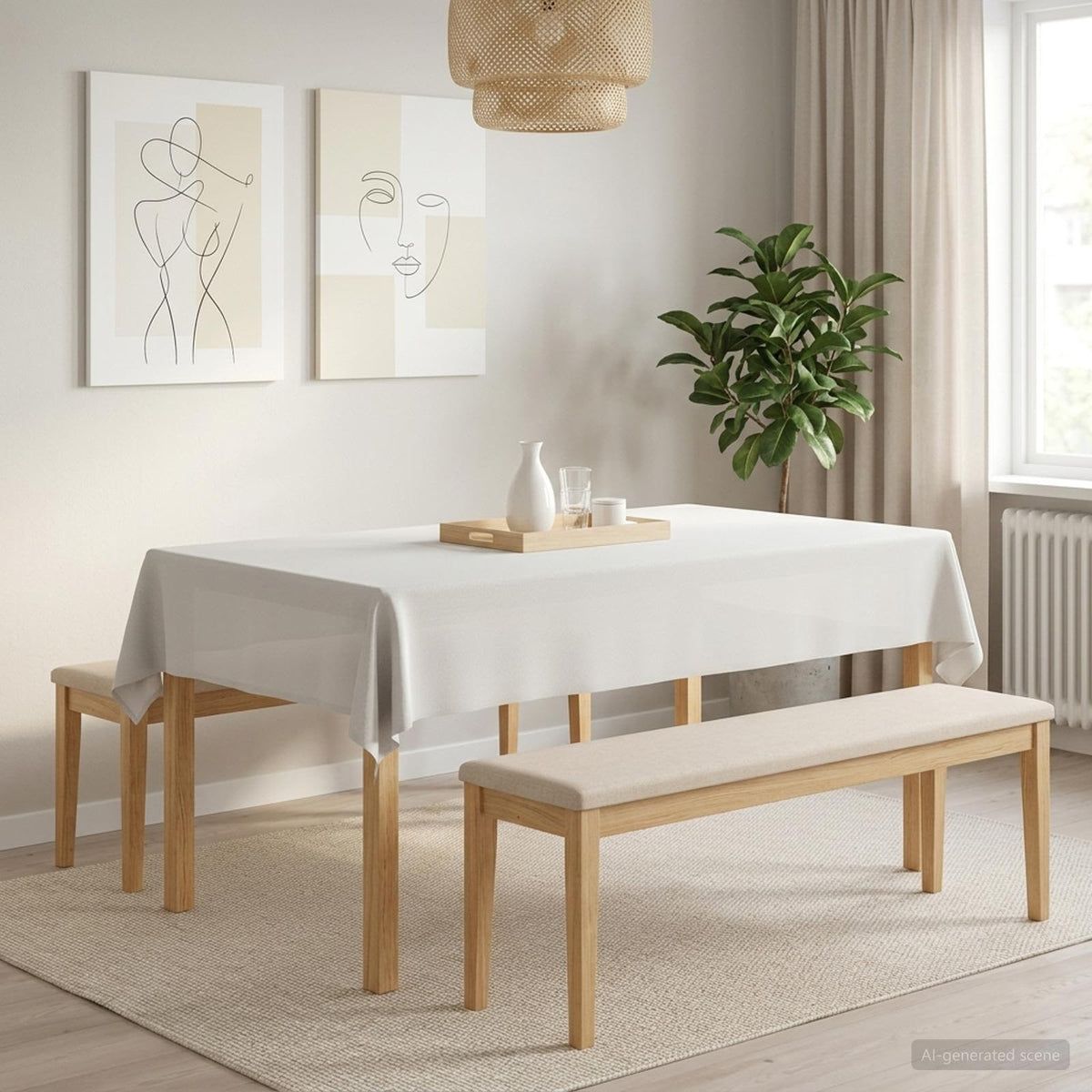 Tafelkleed Rechthoekig Wit 140 x 220 cm
