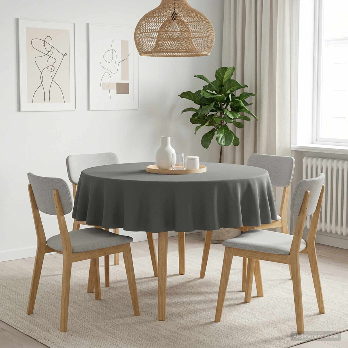 Tafelkleed Rond Lichtgrijs Ø 140 cm