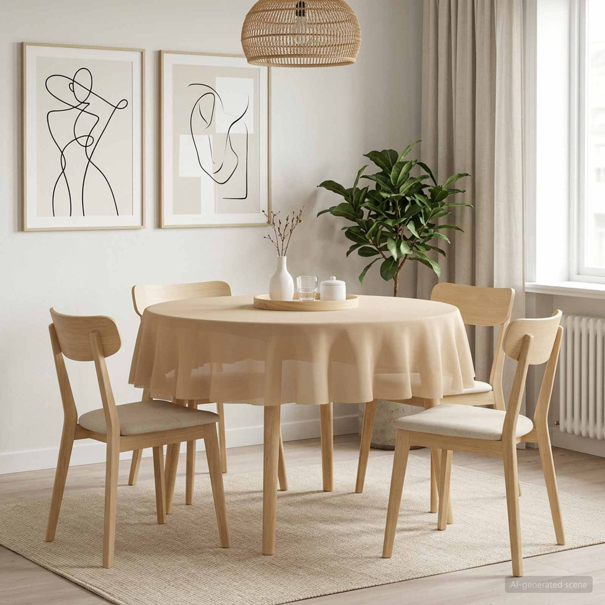 Tafelkleed 5 st Rond Beige Ø 160 cm