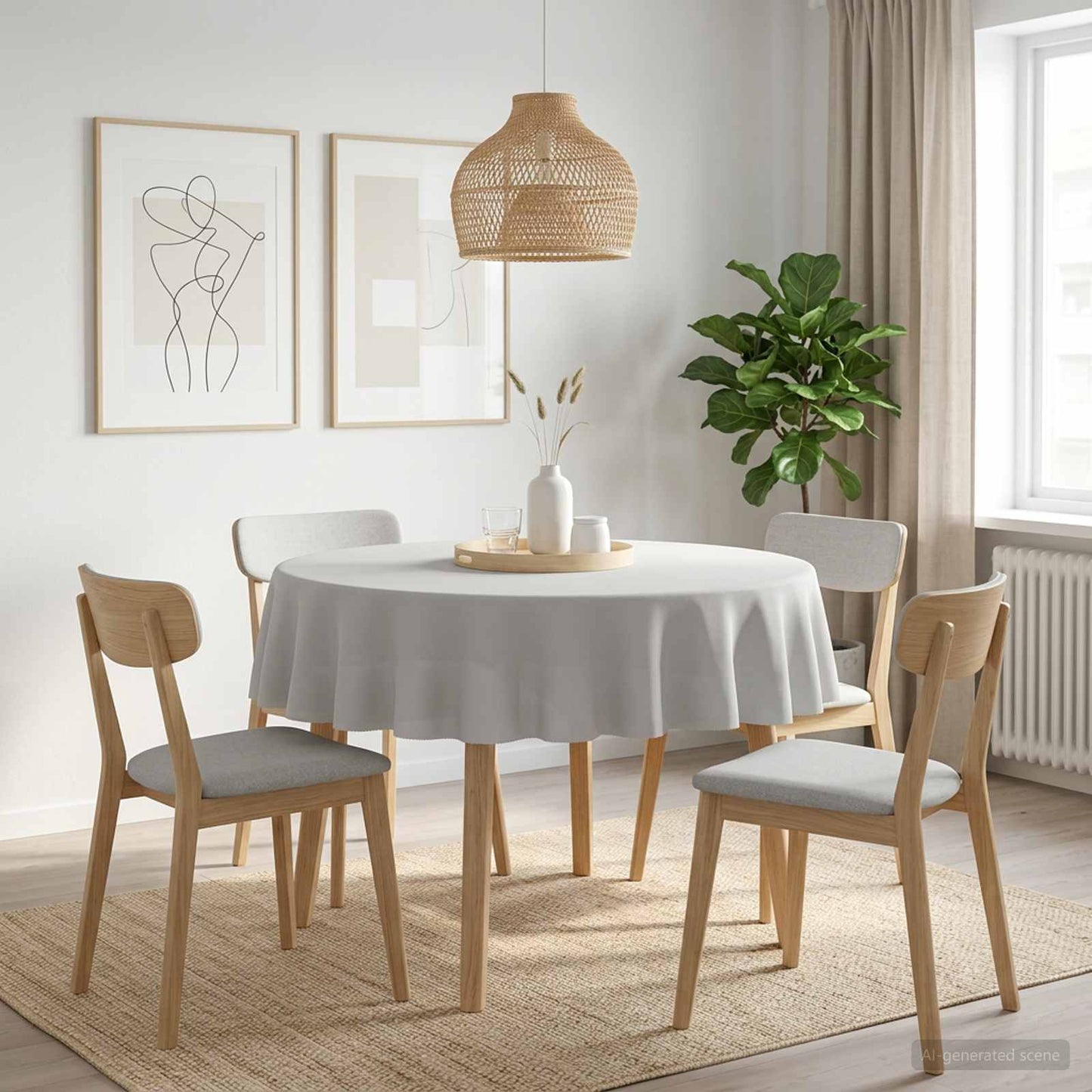 Tafelkleed 5 st Rond Wit Ø 160 cm
