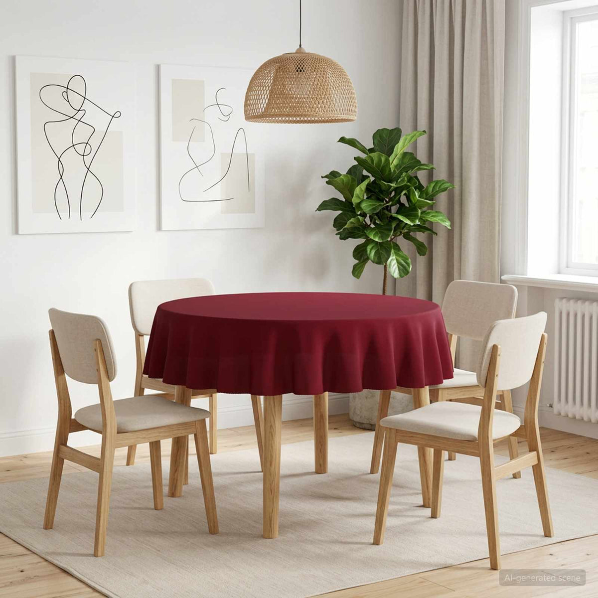 Tafelkleed 5 st Rond Wijnrood Ø 160 cm