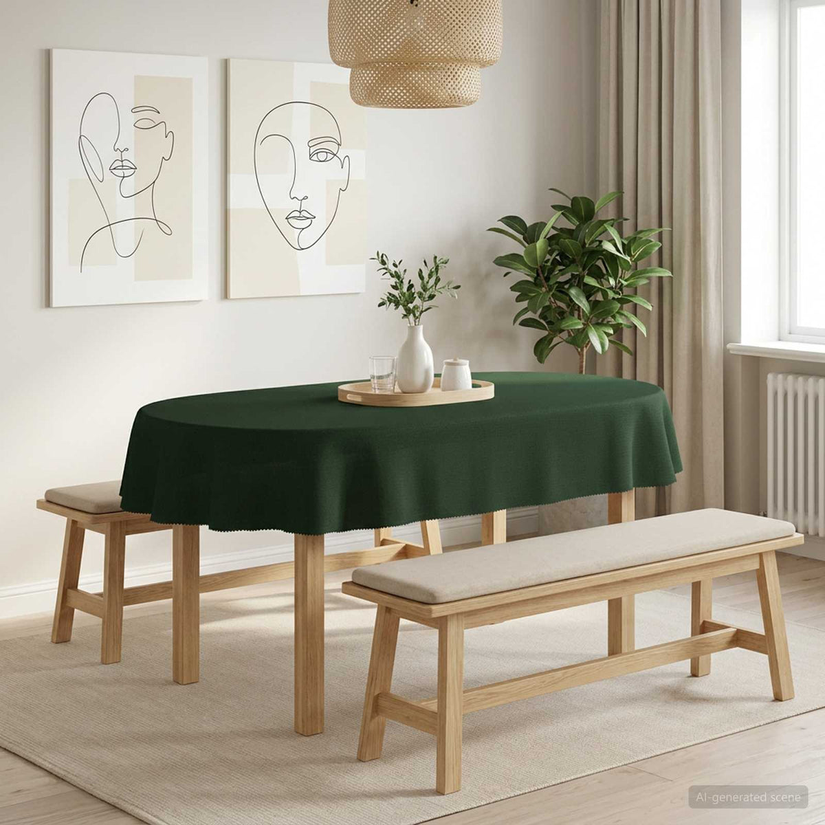 Tafelkleed Ovaal Donkergroen 130 x 180 cm