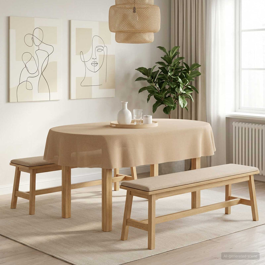 Tafelkleed 5 st Ovaal Beige 130 x 220 cm