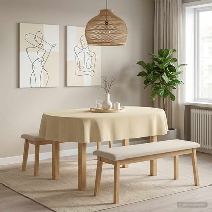 Tafelkleed 5 st Ovaal Crèmewit 160 x 220 cm