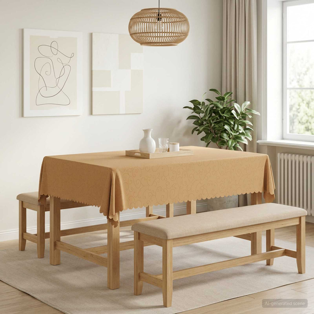 Tafelkleed 5 st Rechthoekig Beige 140 x 160 cm