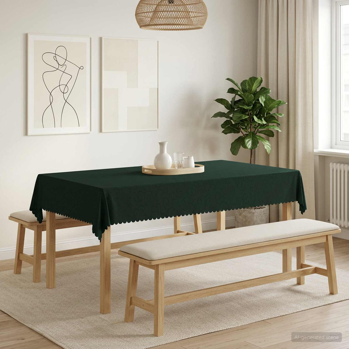 Tafelkleed Rechthoekig Donkergroen 110 x 160 cm