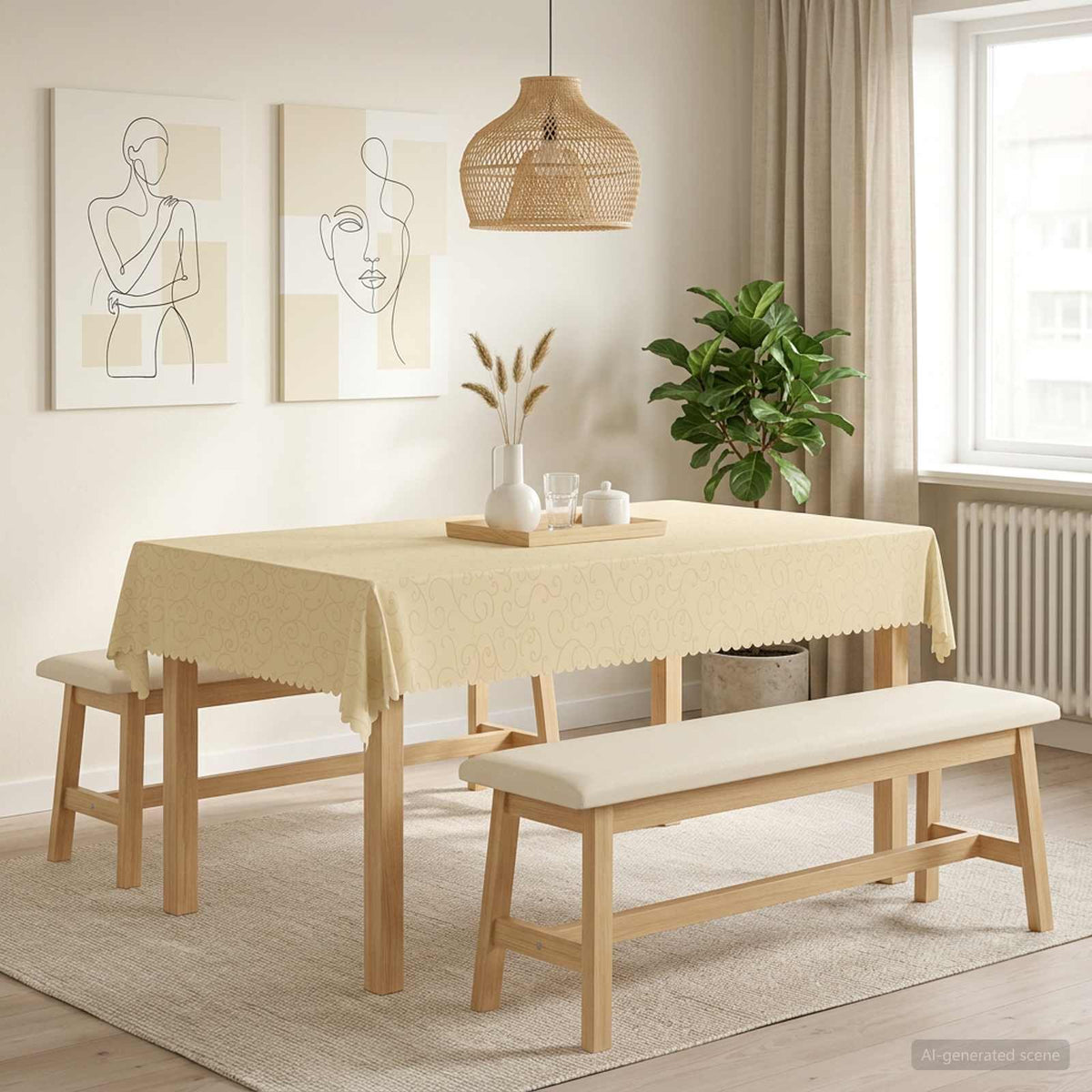 Tafelkleed 5 st Rechthoekig Crèmewit 140 x 220 cm