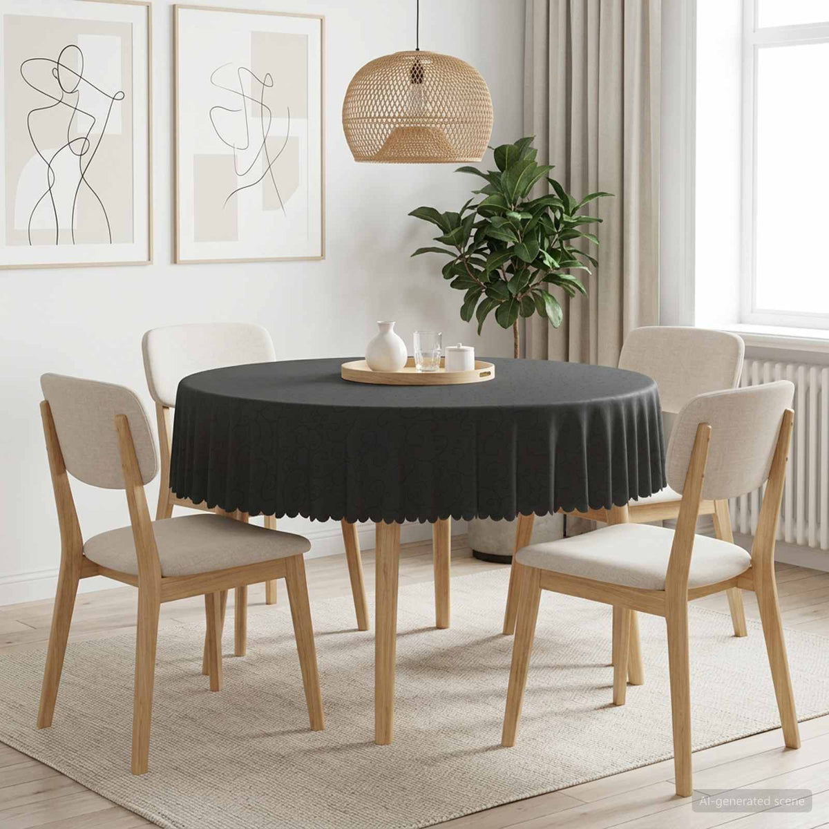 Tafelkleed Rond Donkergrijs Ø 140 cm