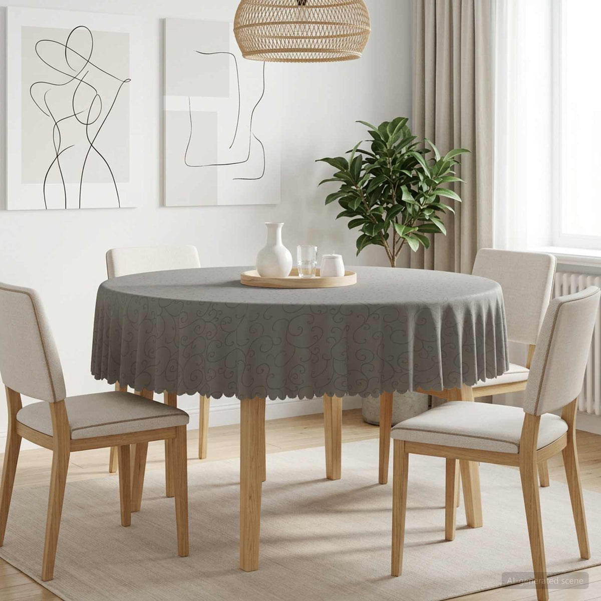 Tafelkleed Rond Lichtgrijs Ø 140 cm