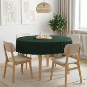 Tafelkleed rond 160 cm donkergroen jacquard