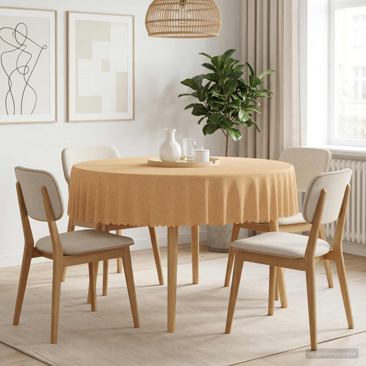 Tafelkleed Rond Beige Ø 140 cm