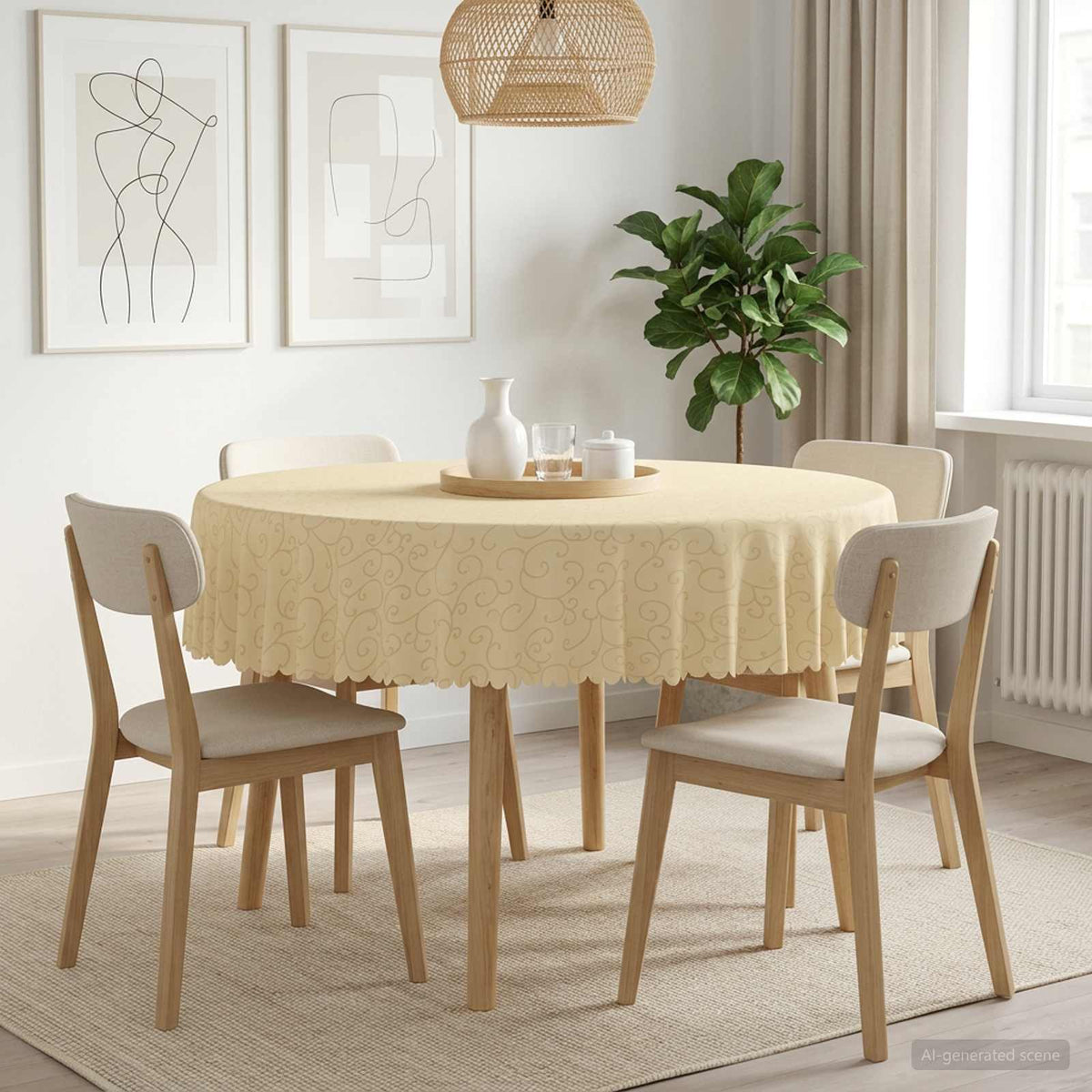 Tafelkleed 5 st Rond Crèmewit Ø 180 cm