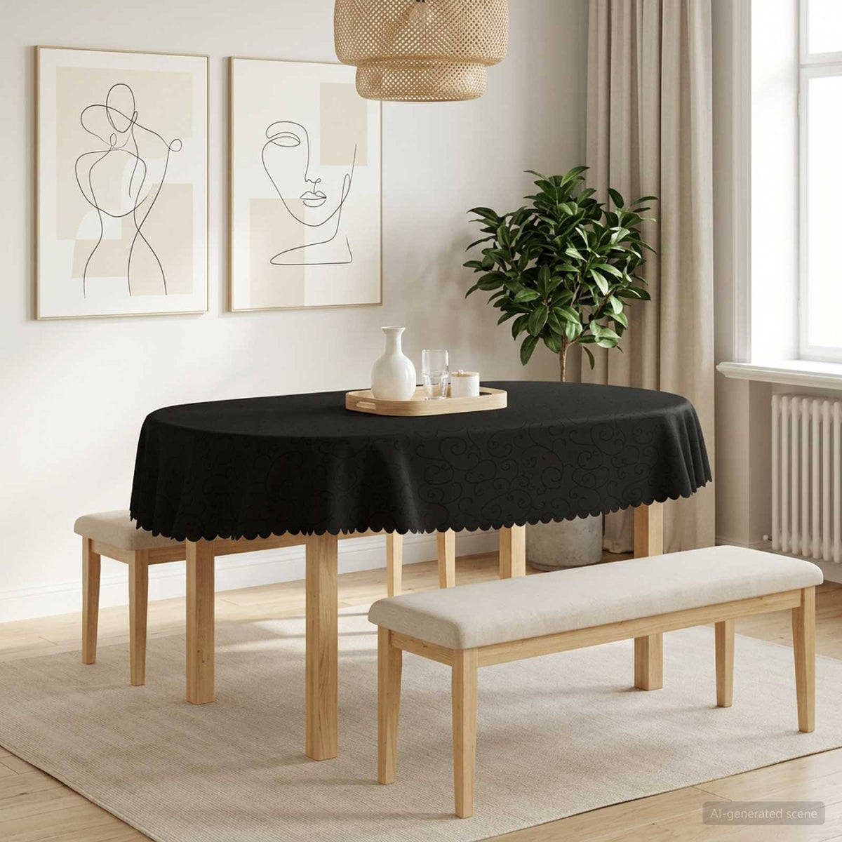 Tafelkleed Ovaal Donkergrijs 130 x 180 cm