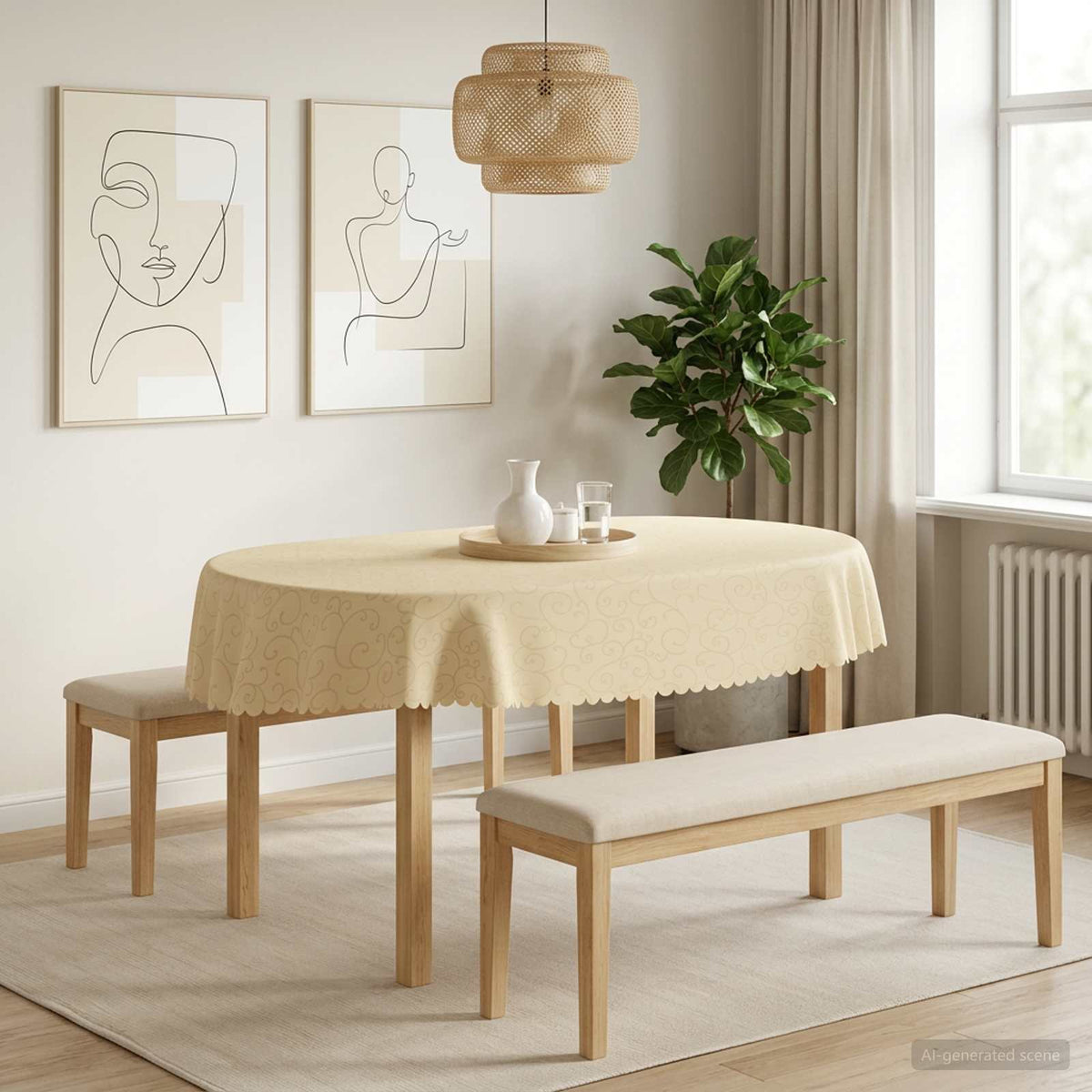 Tafelkleed Ovaal Crèmewit 130 x 180 cm