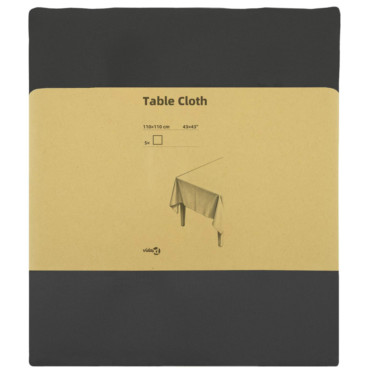 Tafelkleed 5 st Vierkant Donkergrijs 110 x 110 cm Polyester
