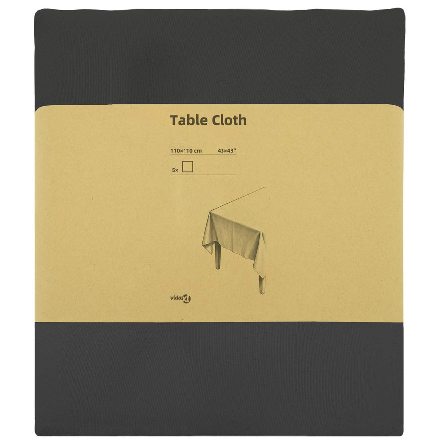 Tafelkleed 5 st Vierkant Donkergrijs 110 x 110 cm Polyester