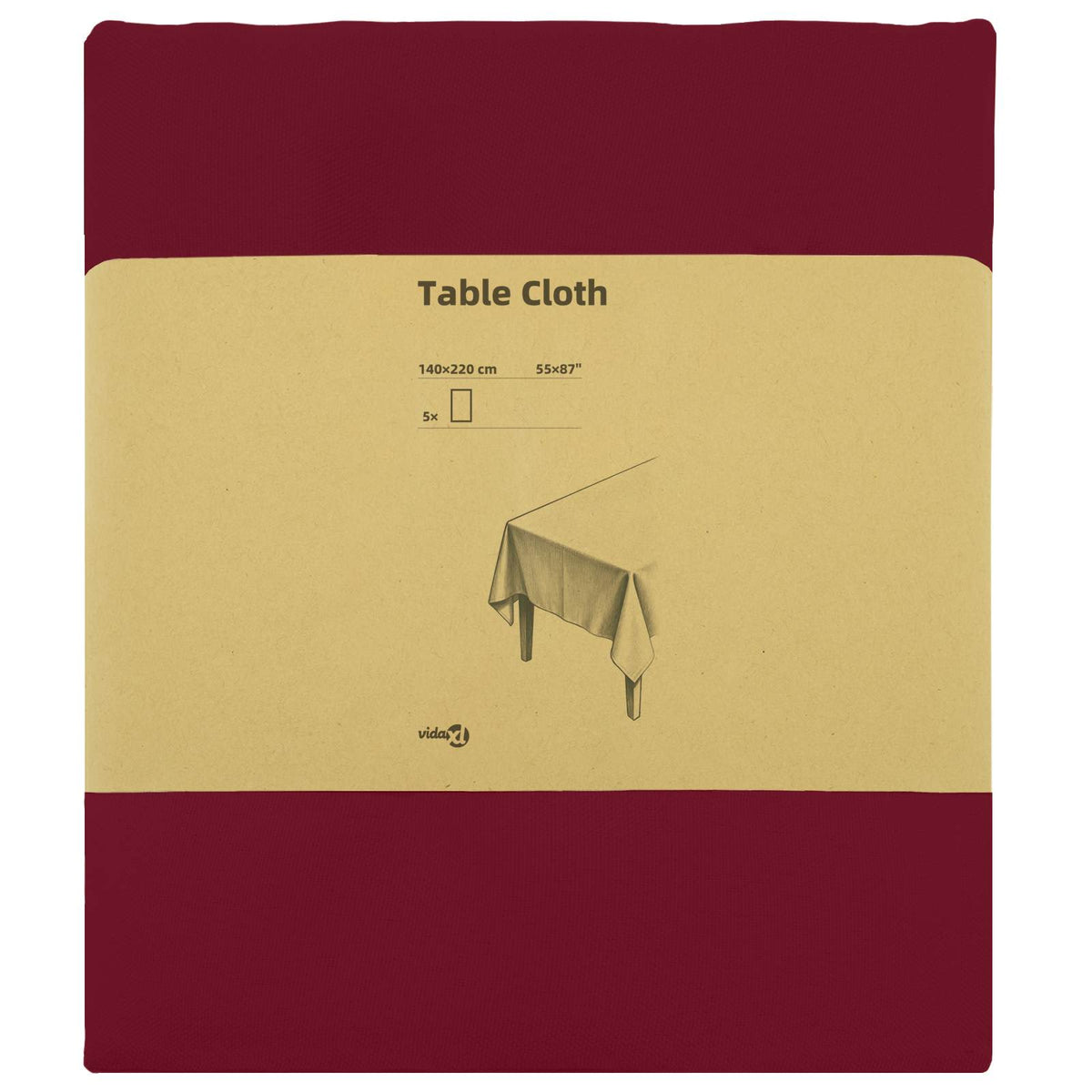 Tafelkleed 5 st Rechthoekig Wijnrood 140 x 220 cm Polyester