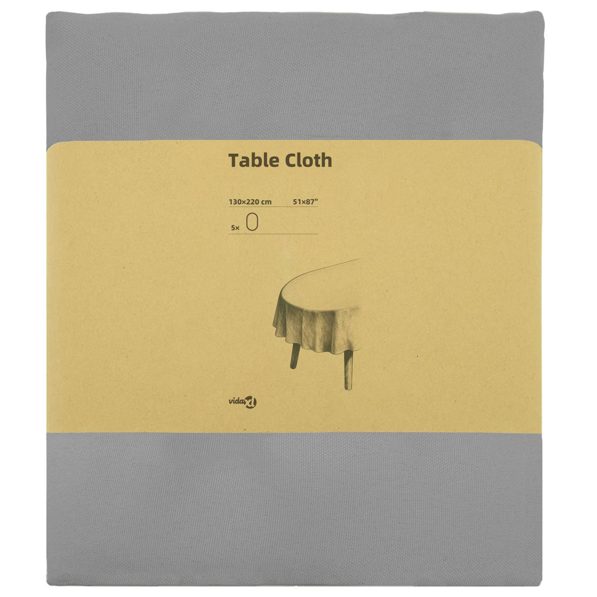 Tafelkleed 5 st Ovaal Lichtgrijs 130 x 220 cm Polyester