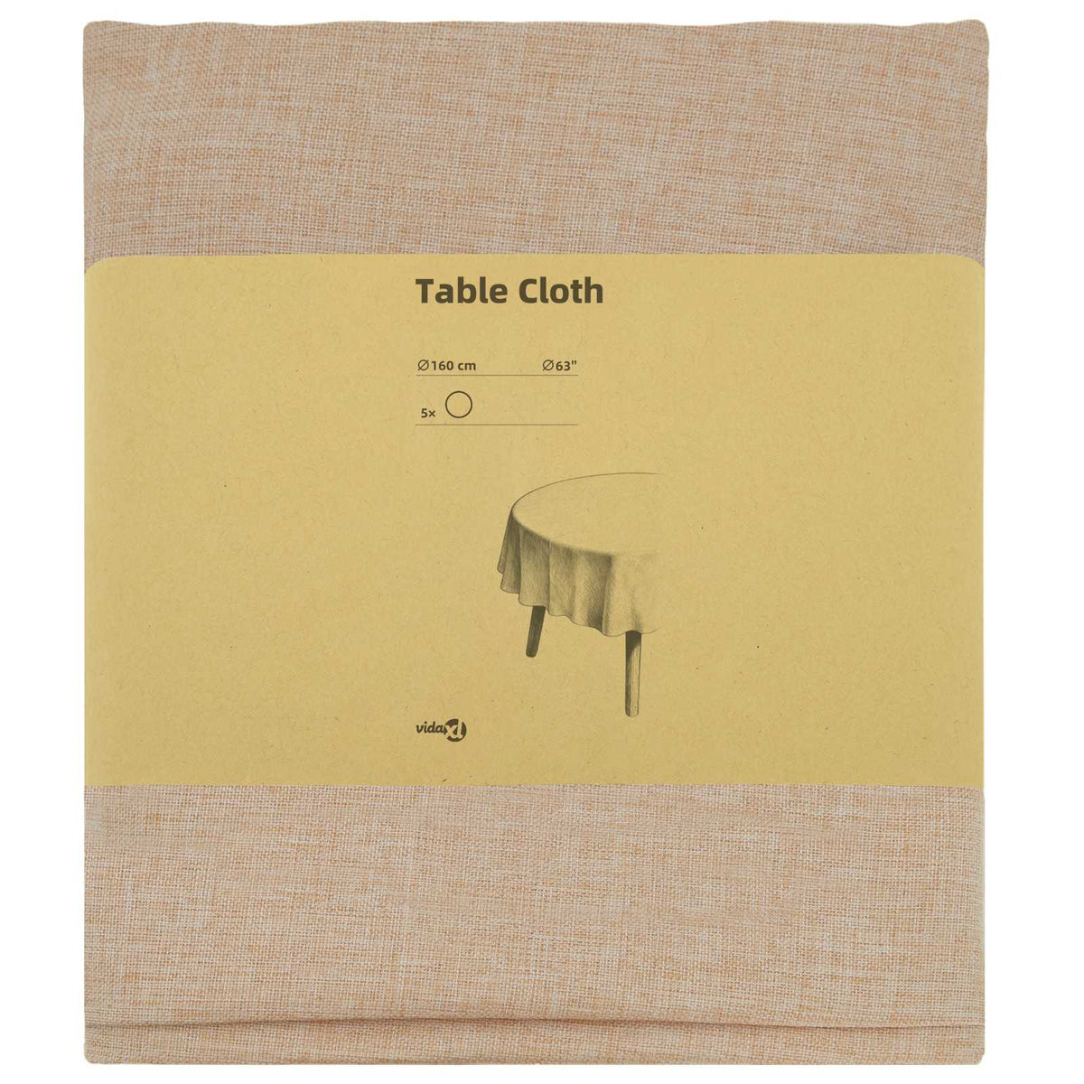 Tafelkleed 5 st Rond Beige Ø 160 cm