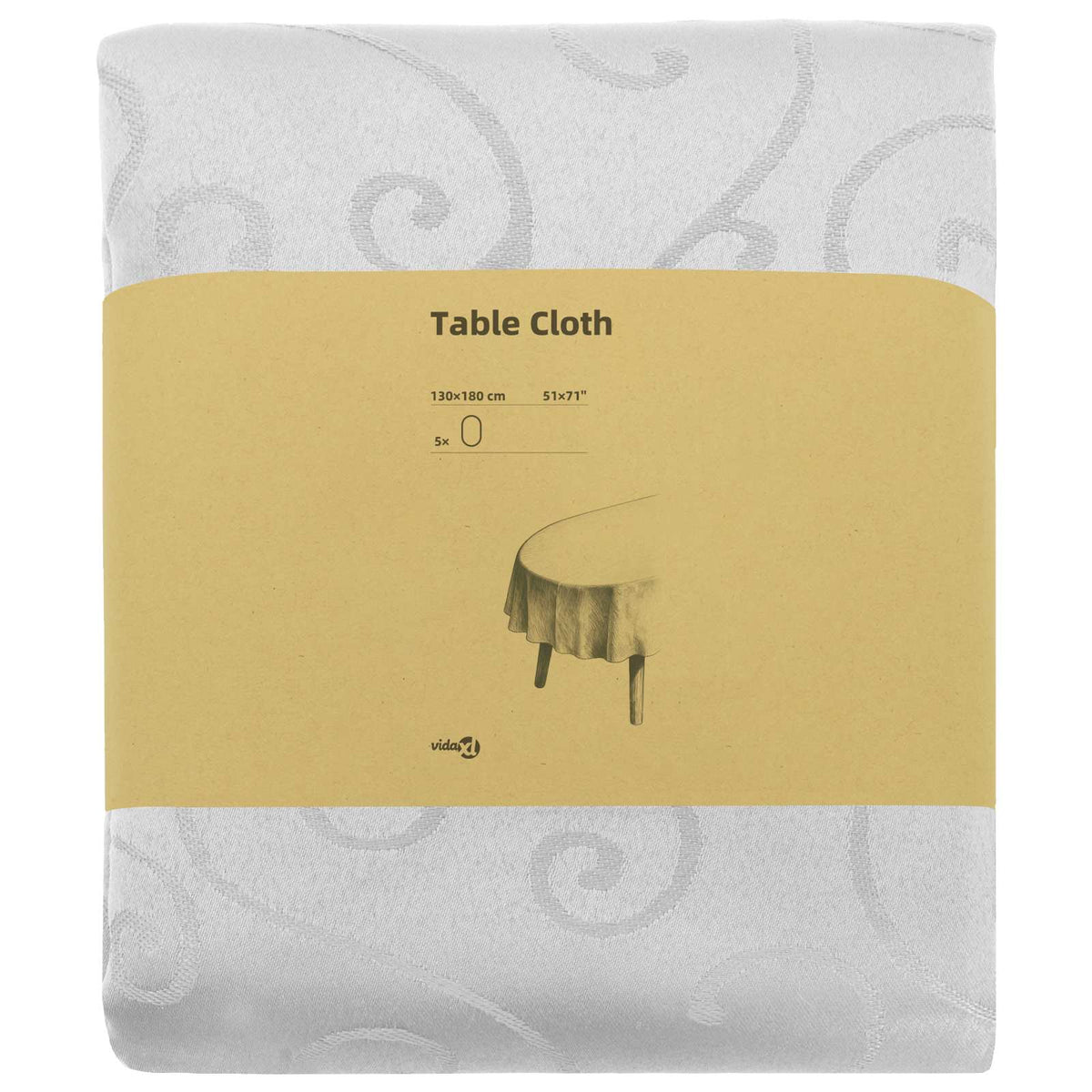 Tafelkleed 5 st Ovaal Wit 130 x 180 cm