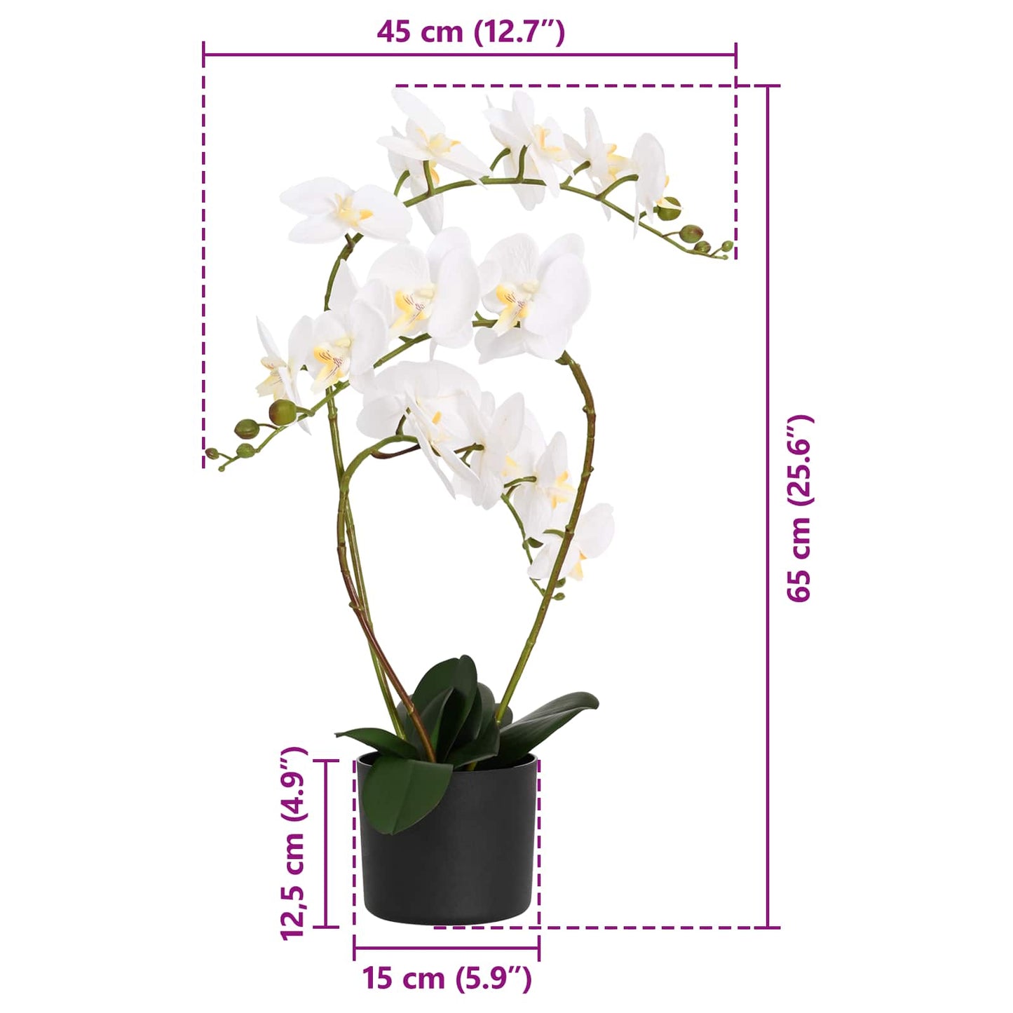 Kunstorchidee met pot Wit 45 x 15 x 65 cm Stof, PE en PEVA