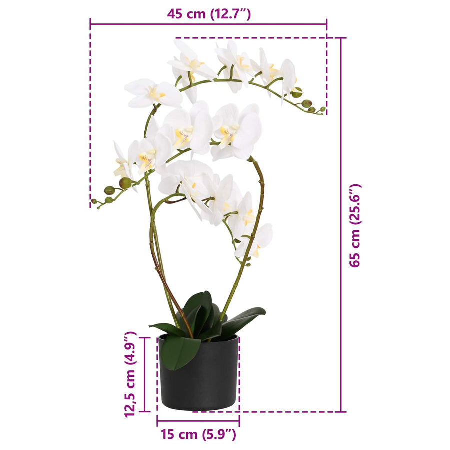 Kunstorchidee met pot Wit 45 x 15 x 65 cm Stof, PE en PEVA