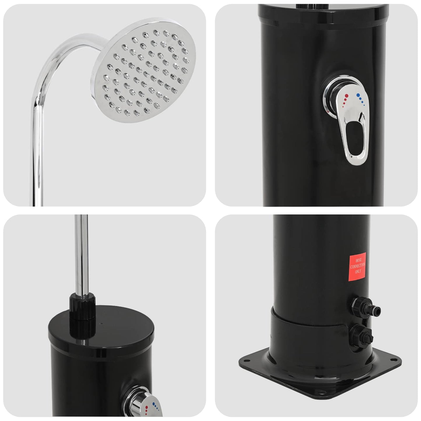 Zonne Douche met Douchekop 20 l PVC, ABS, Zinklegering Zwart