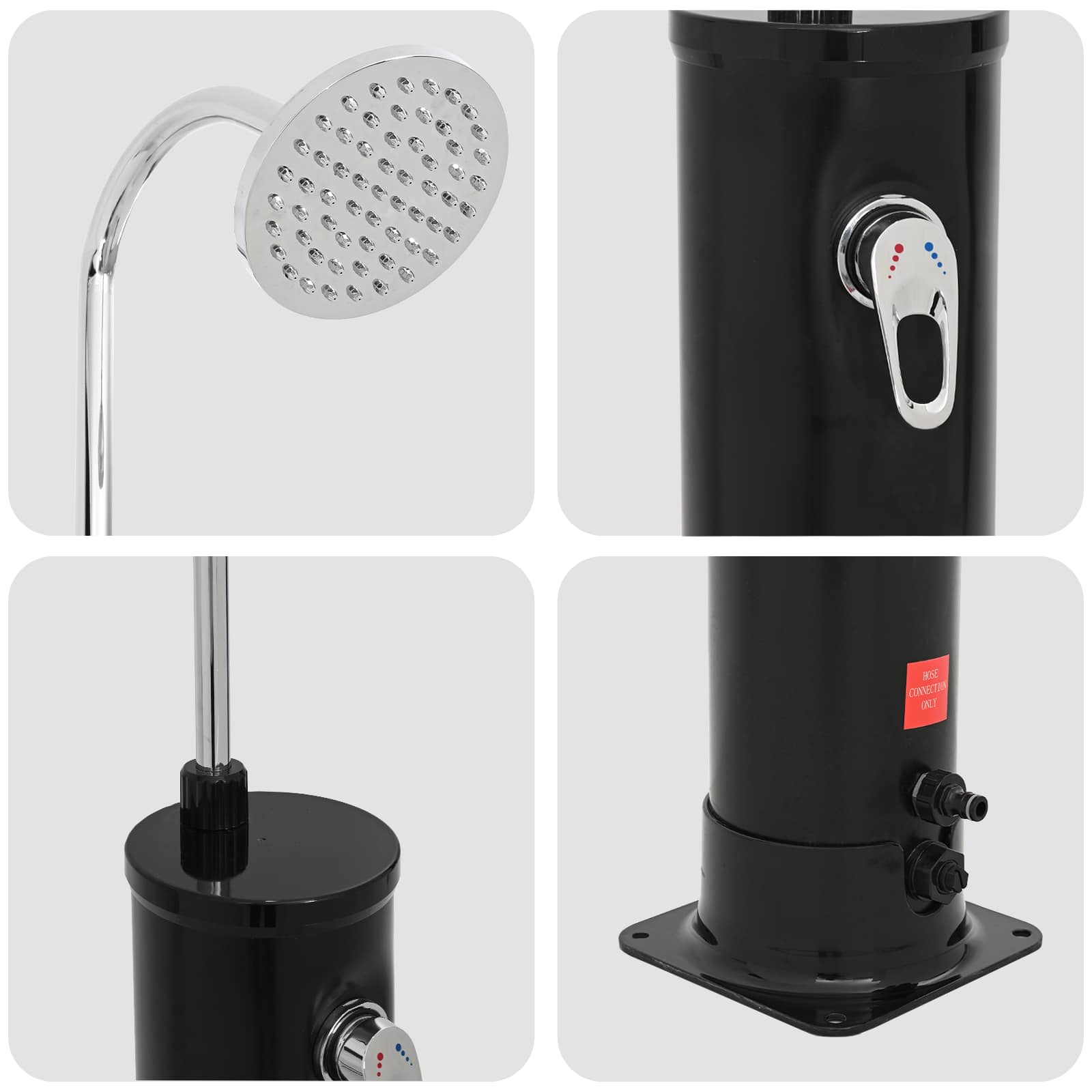 Zonne Douche met Douchekop 20 l PVC, ABS, Zinklegering Zwart
