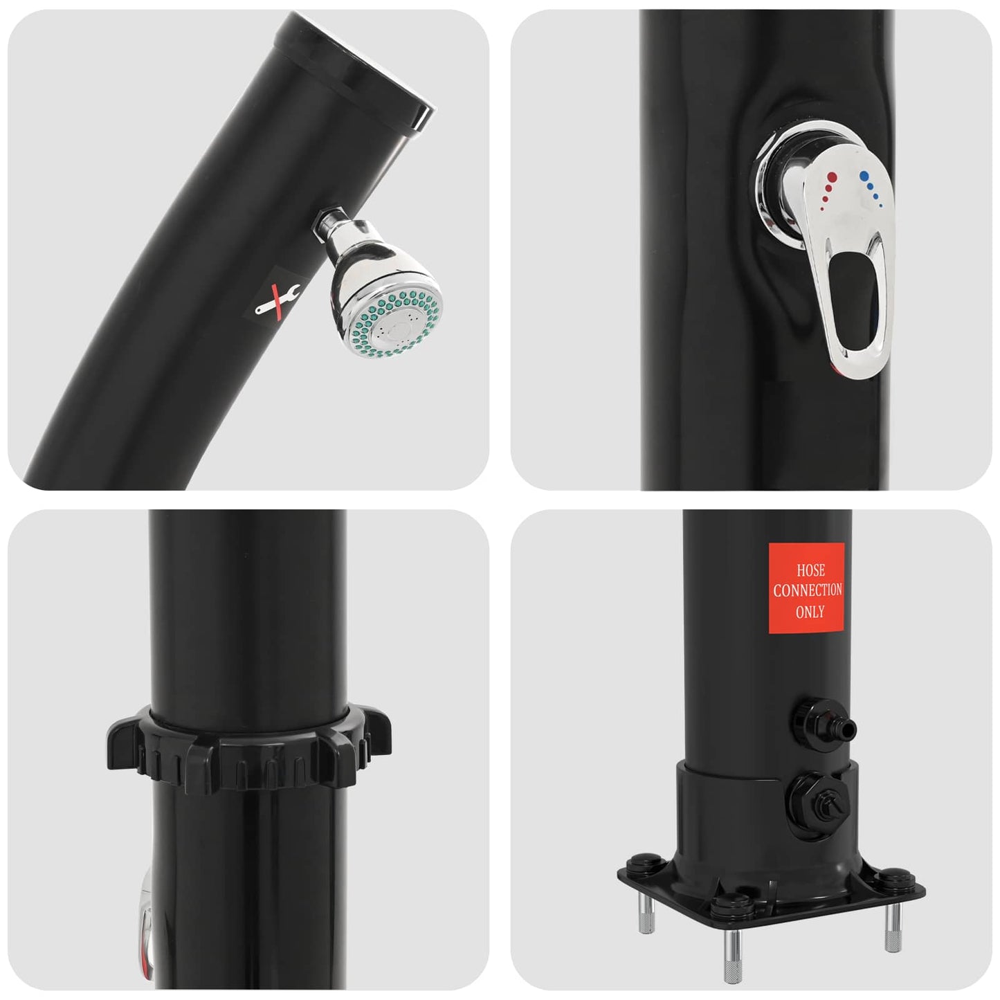 Zonne-douche met douchekop 20 l PVC, ABS, Zinklegering Zwart