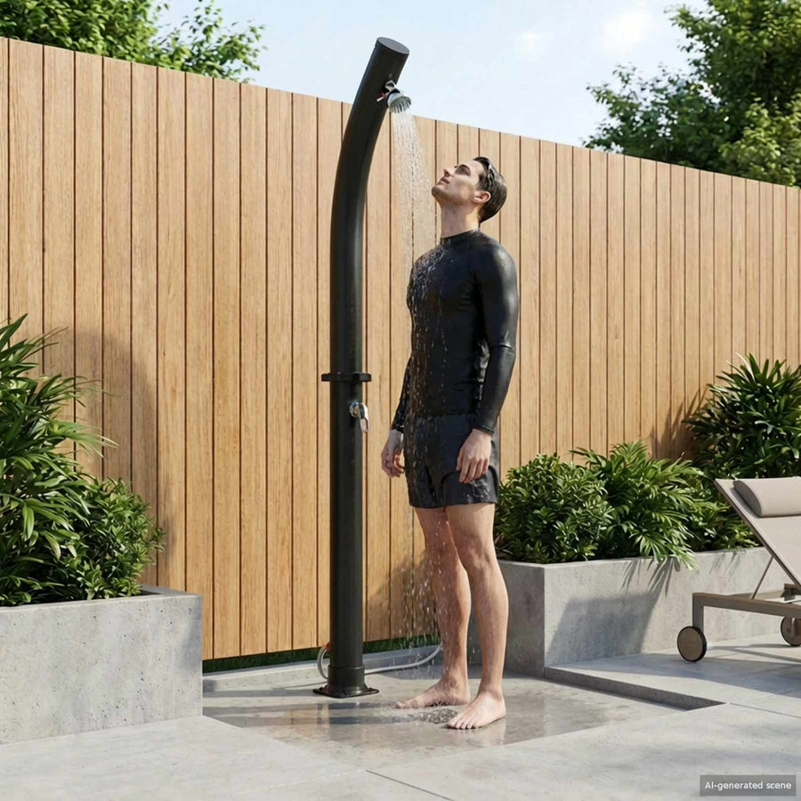 Zonne-douche met douchekop 20 l PVC, ABS, Zinklegering Zwart
