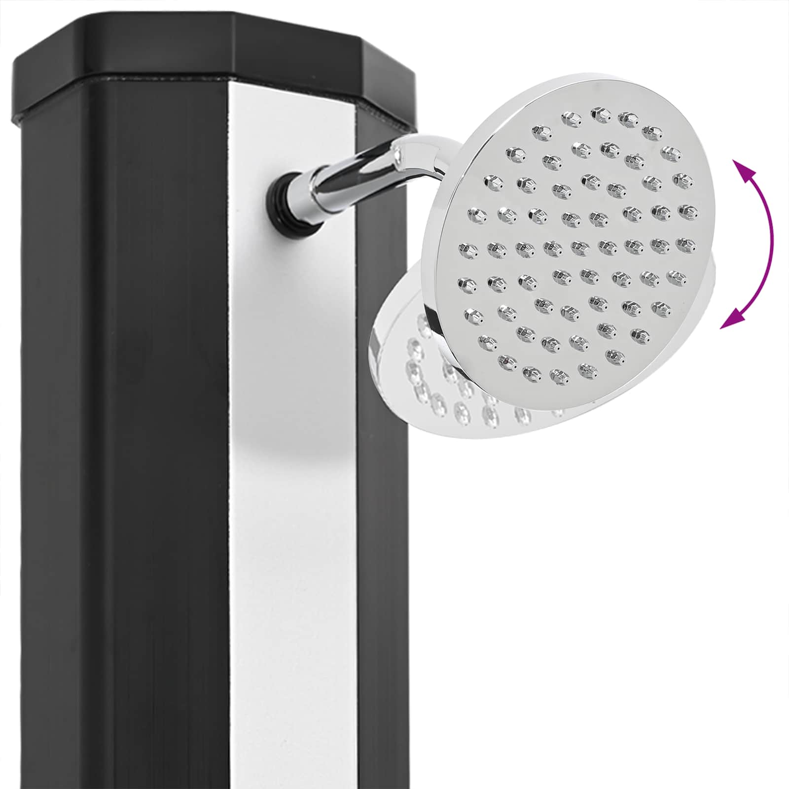 Zonnedouche met douchekop en kraan 40 L, zwart en zilver