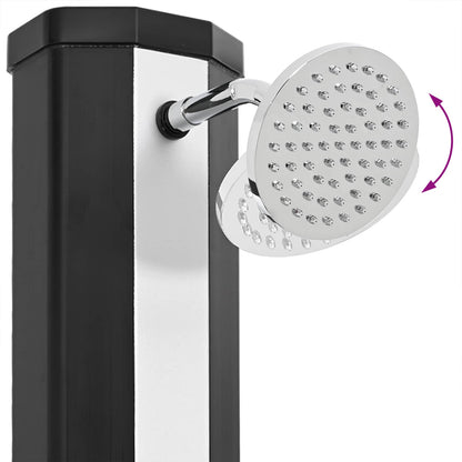 Zonnedouche met douchekop en kraan 40 L, zwart en zilver