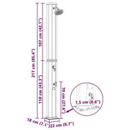 Zonne-douche met douchekop en kraan PVC, ABS, Zinklegering