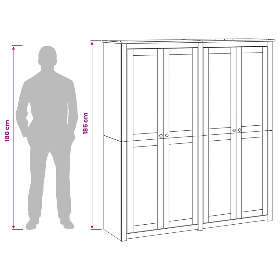 Kledingkast PANAMA Honing 169 x 50 x 185 cm Massief grenenhout