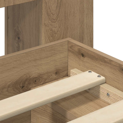 Bedframe met opslag Artisanaal eiken 75 x 190 cm Bewerkt hout