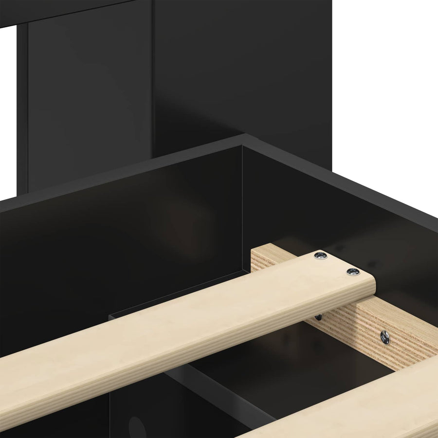 Bedframe met opslag Zwart 75 x 190 cm Bewerkt hout