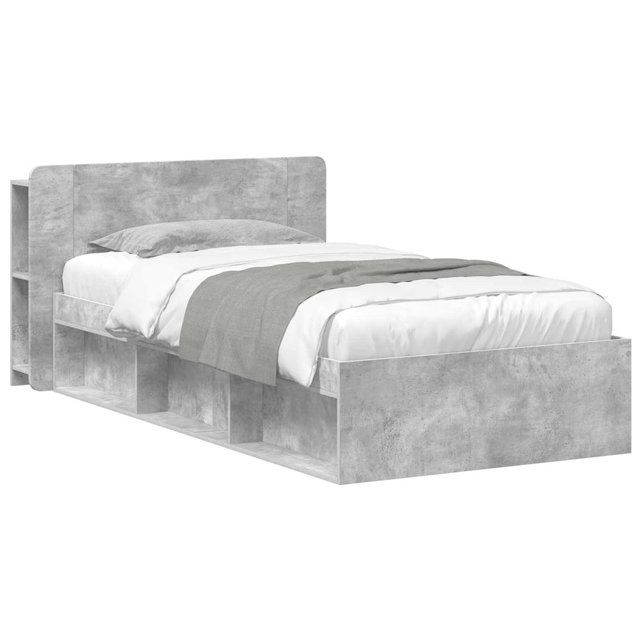 Bedframe met opslag Betongrijs 75 x 190 cm Bewerkt hout