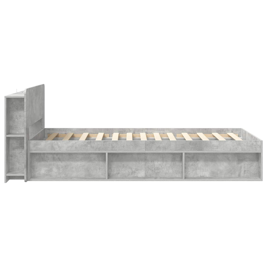 Bedframe met opslag Betongrijs 75 x 190 cm Bewerkt hout