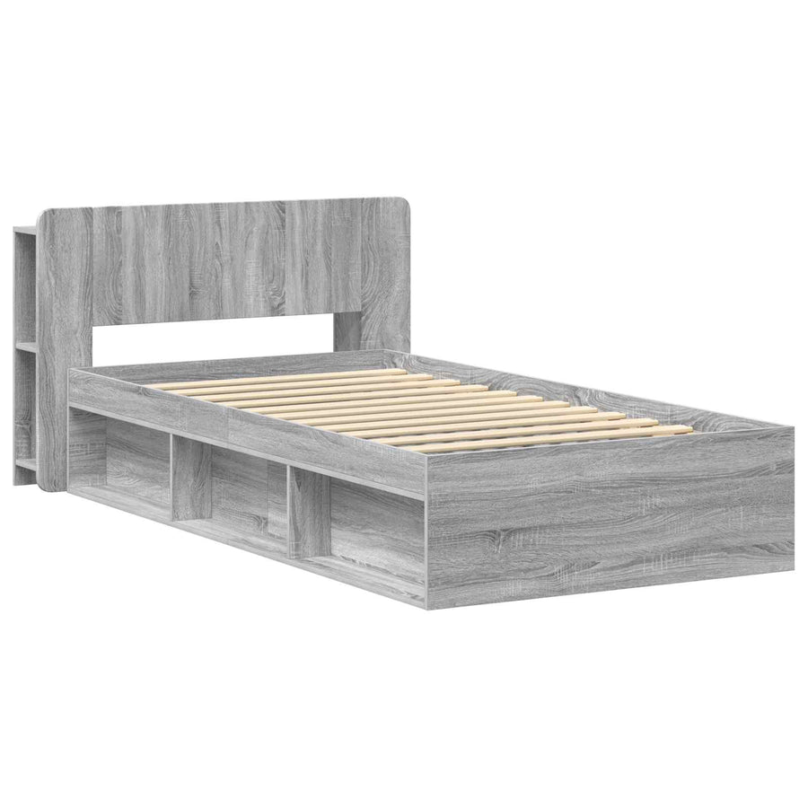Bedframe met opslag Grijs Sonoma 75 x 190 cm Bewerkt hout