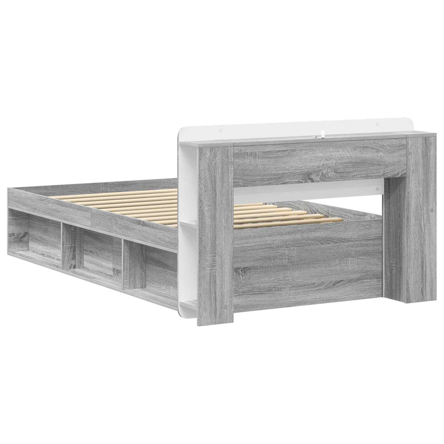 Bedframe met opslag Grijs Sonoma 75 x 190 cm Bewerkt hout
