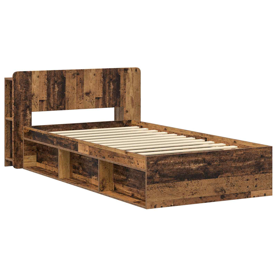 Bedframe met opslag Oud hout 75 x 190 cm Bewerkt hout