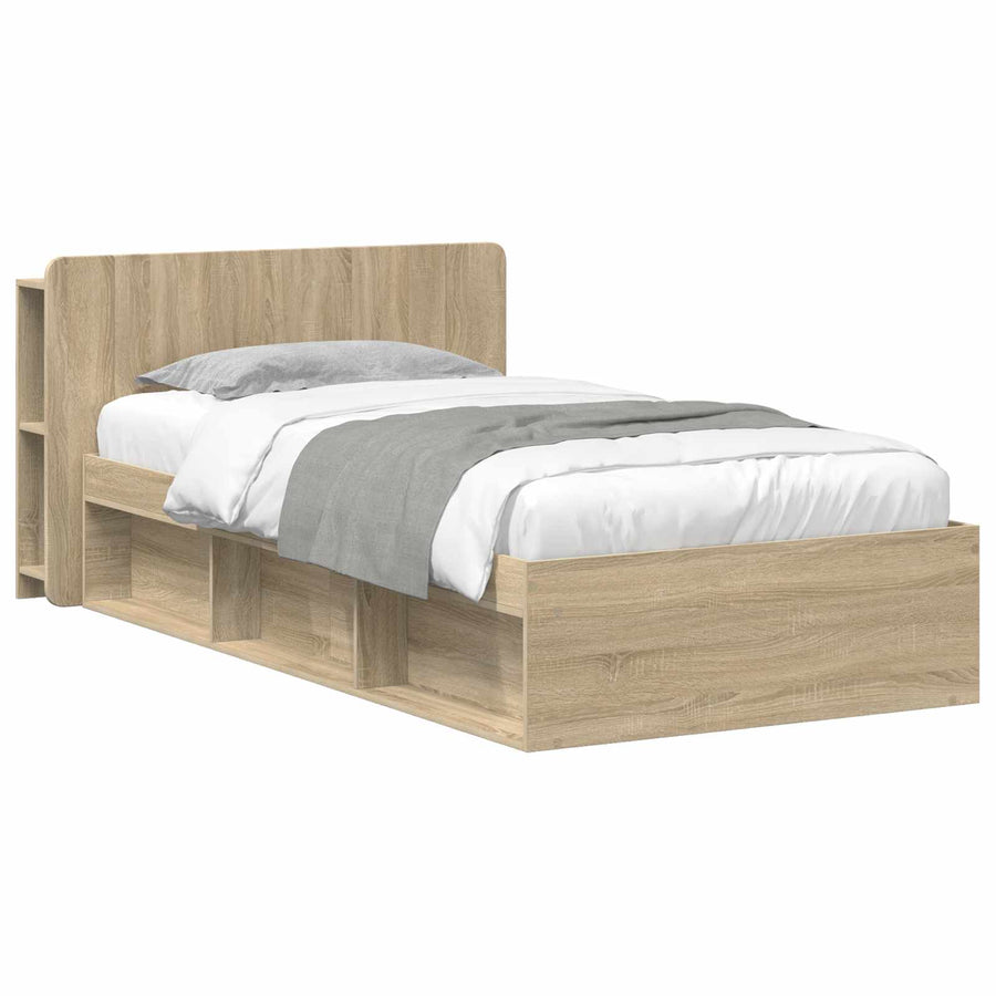 Bedframe met opslag Sonoma Eiken 75 x 190 cm Bewerkt hout