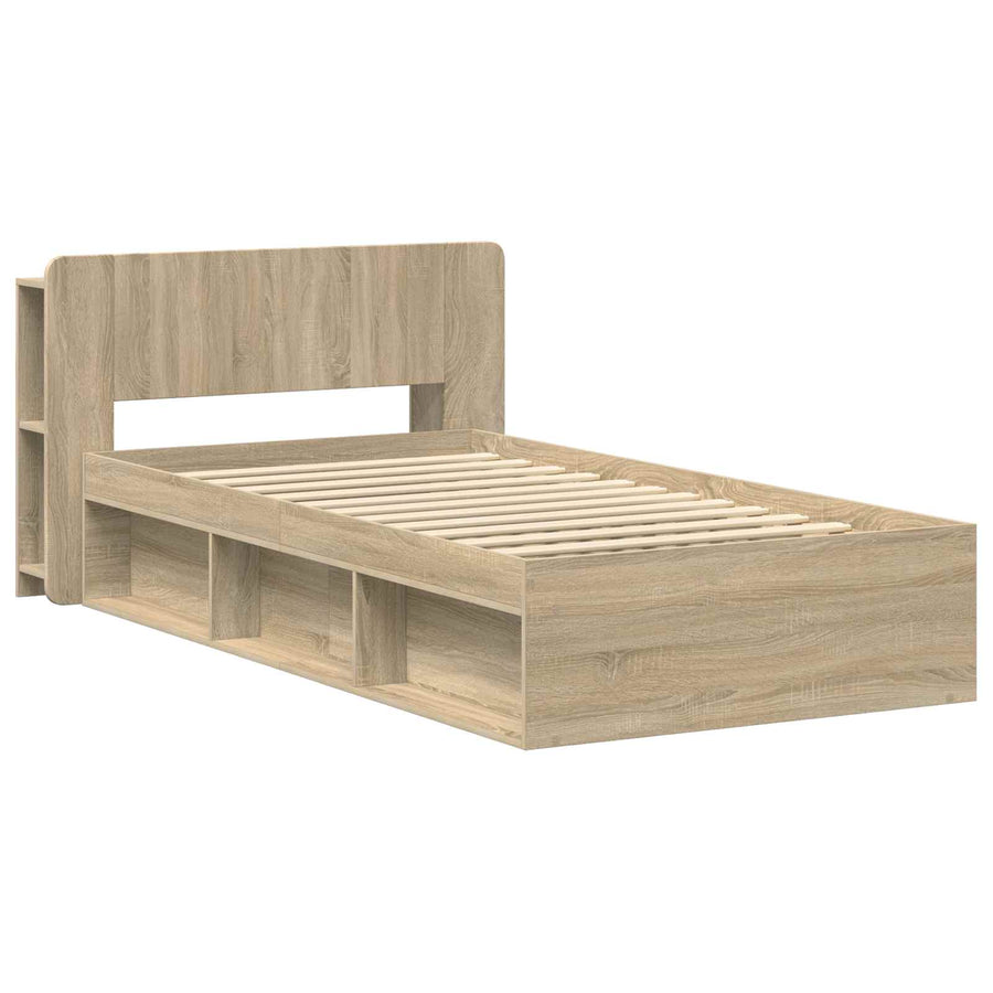 Bedframe met opslag Sonoma Eiken 75 x 190 cm Bewerkt hout