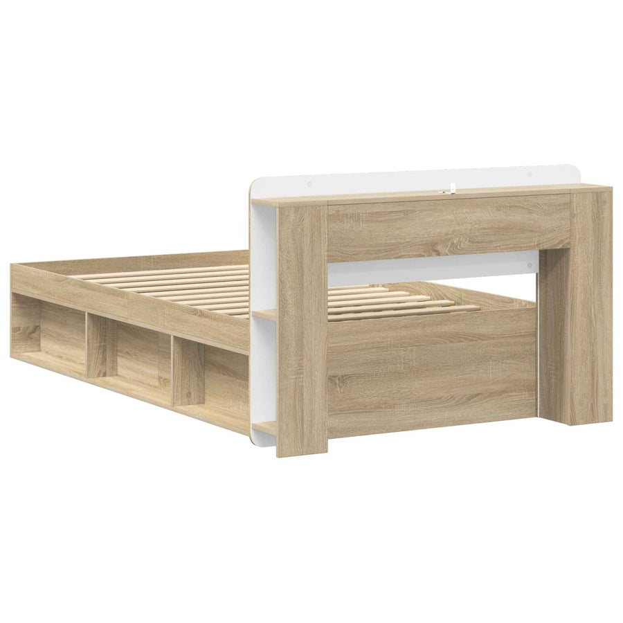 Bedframe met opslag Sonoma Eiken 75 x 190 cm Bewerkt hout