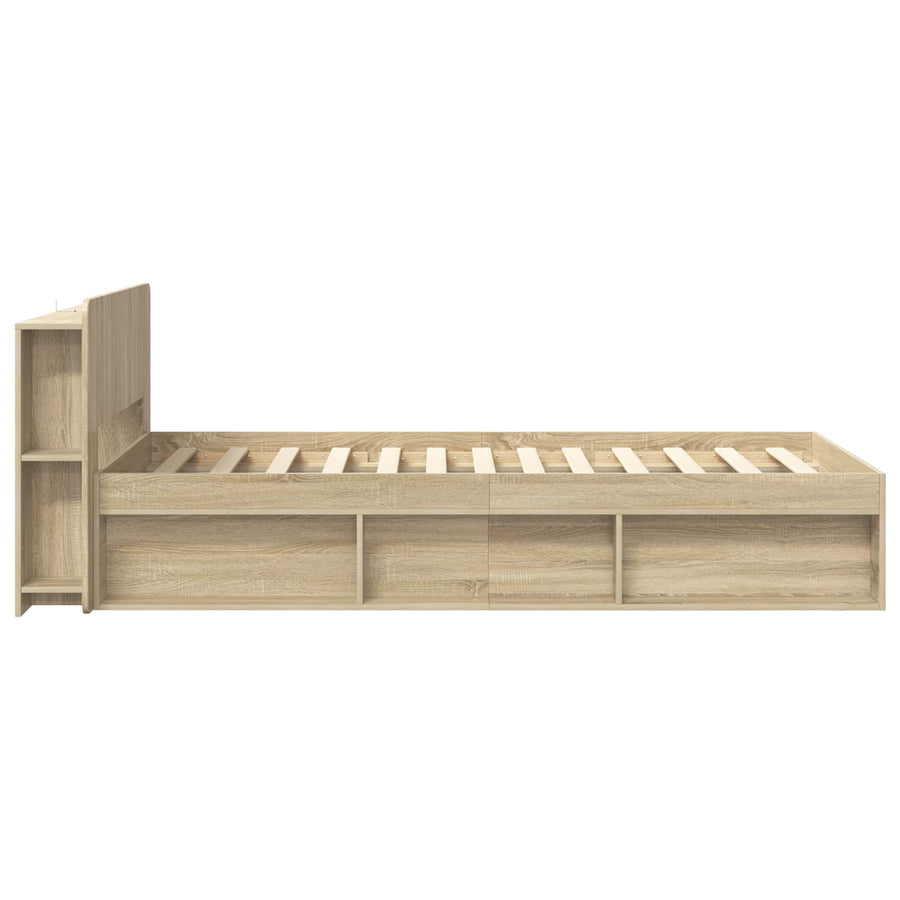Bedframe met opslag Sonoma Eiken 75 x 190 cm Bewerkt hout