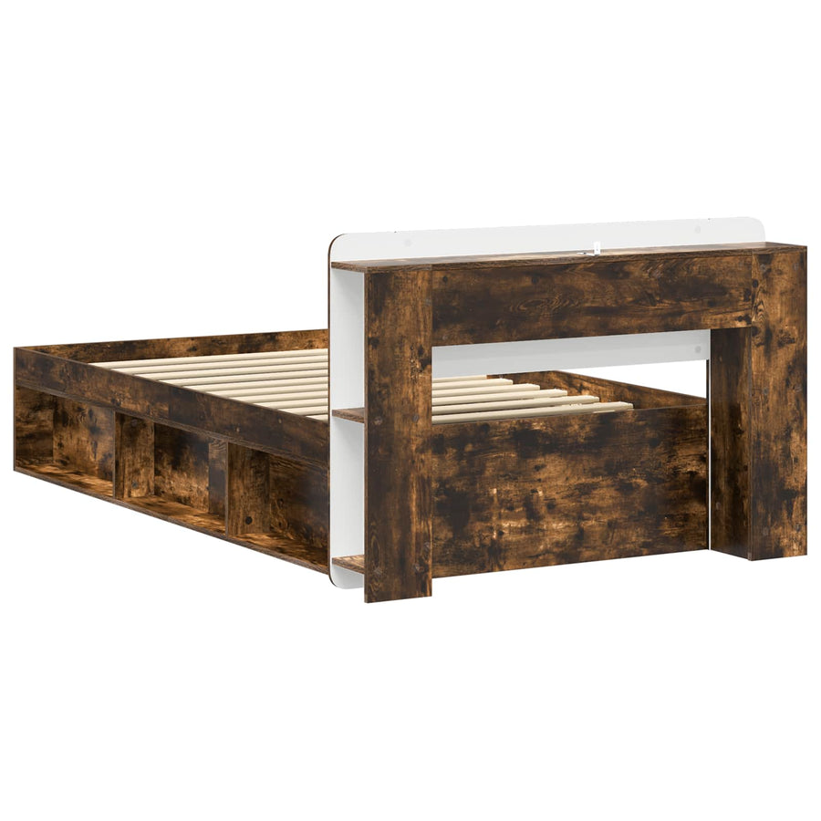 Bedframe met opslag Gerookt eiken 80 x 200 cm Bewerkt hout
