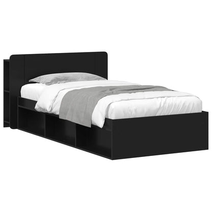 Bedframe met opslag Zwart 90 x 190 cm Bewerkt hout