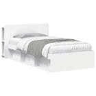 Bed Frame with Storage Headboard White 90 x 190 cm Engineered Wood