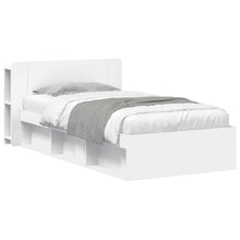 Bedframe met opslag met hoofdeinde Wit 90 x 190 cm Bewerkt hout
